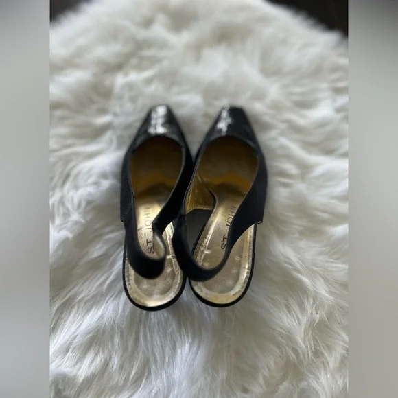 St.John sling back woman’s pumps size 7.5 color black made in Italy - Picture 3 of 9